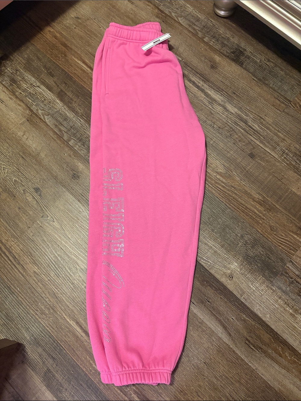 PINK Victoria's Secret Hot Pink Rhinestone Logo Joggers